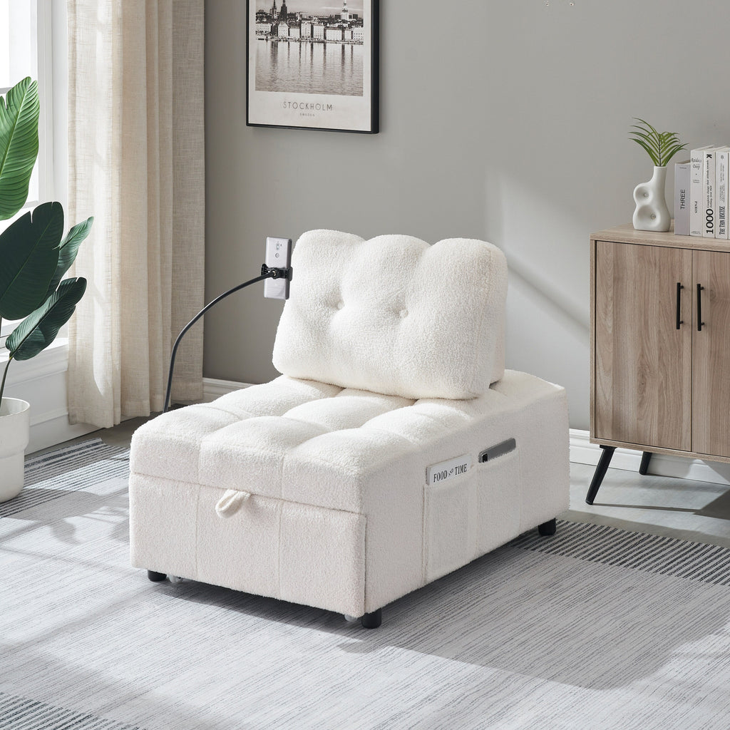 Canapé compact en tissu Teddy - Canapé convertible de 40,20 pouces pour petits espaces dans le salon ou le bureau