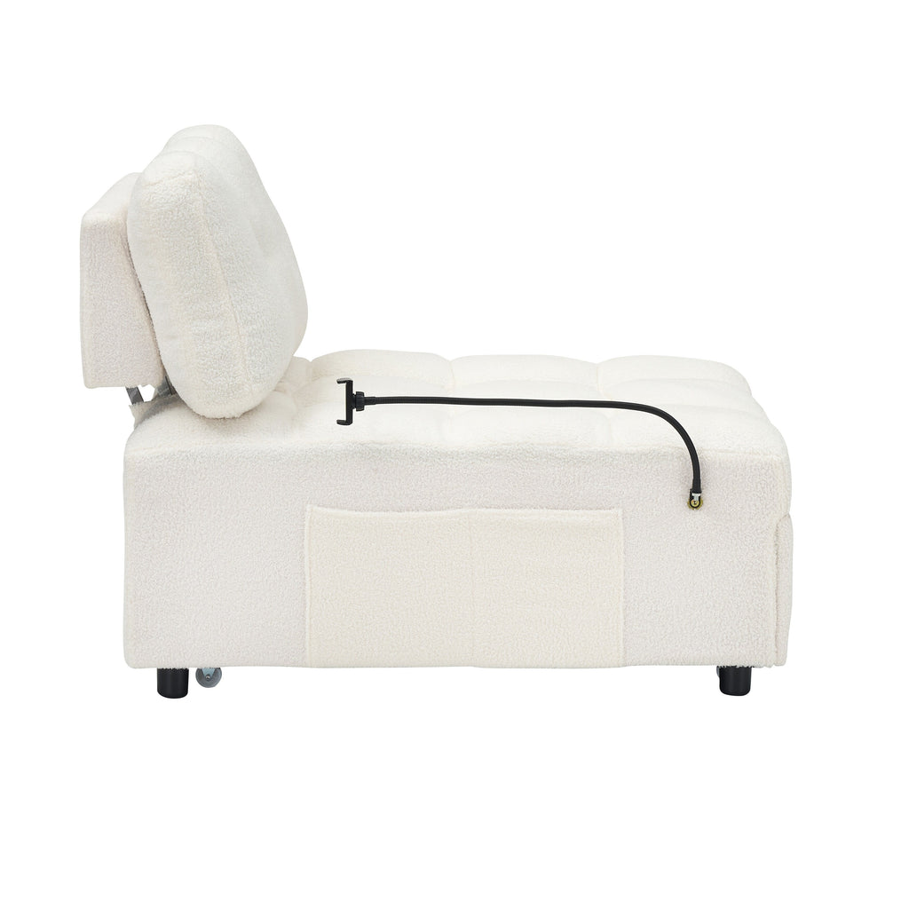 Canapé compact en tissu Teddy - Canapé convertible de 40,20 pouces pour petits espaces dans le salon ou le bureau