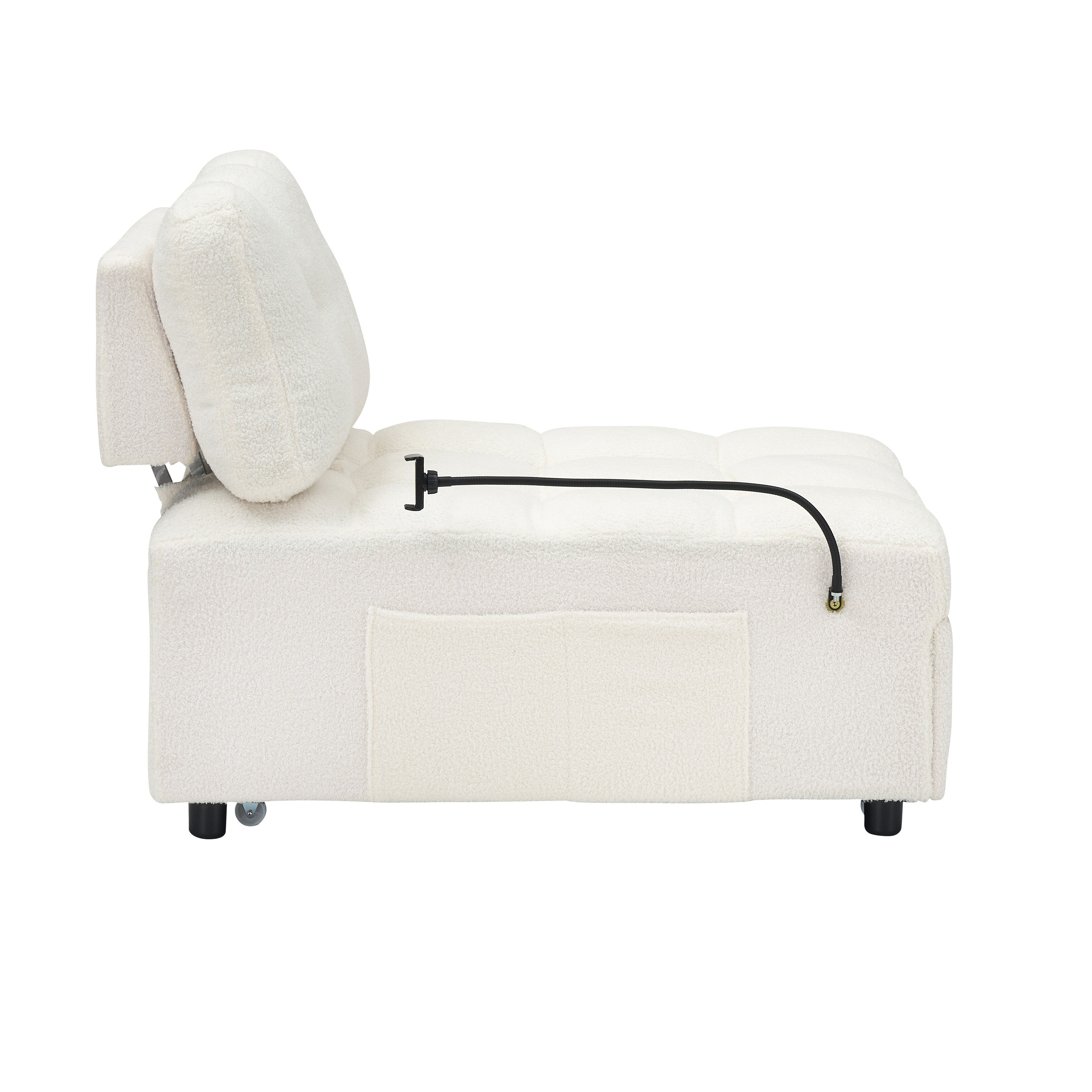 Canapé compact en tissu Teddy - Canapé convertible de 40,20 pouces pour petits espaces dans le salon ou le bureau