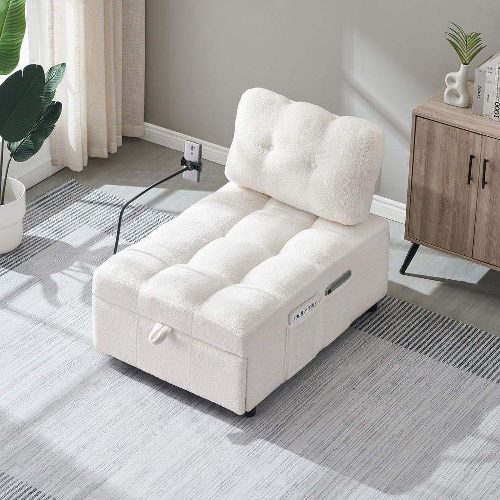 Canapé compact en tissu Teddy - Canapé convertible de 40,20 pouces pour petits espaces dans le salon ou le bureau