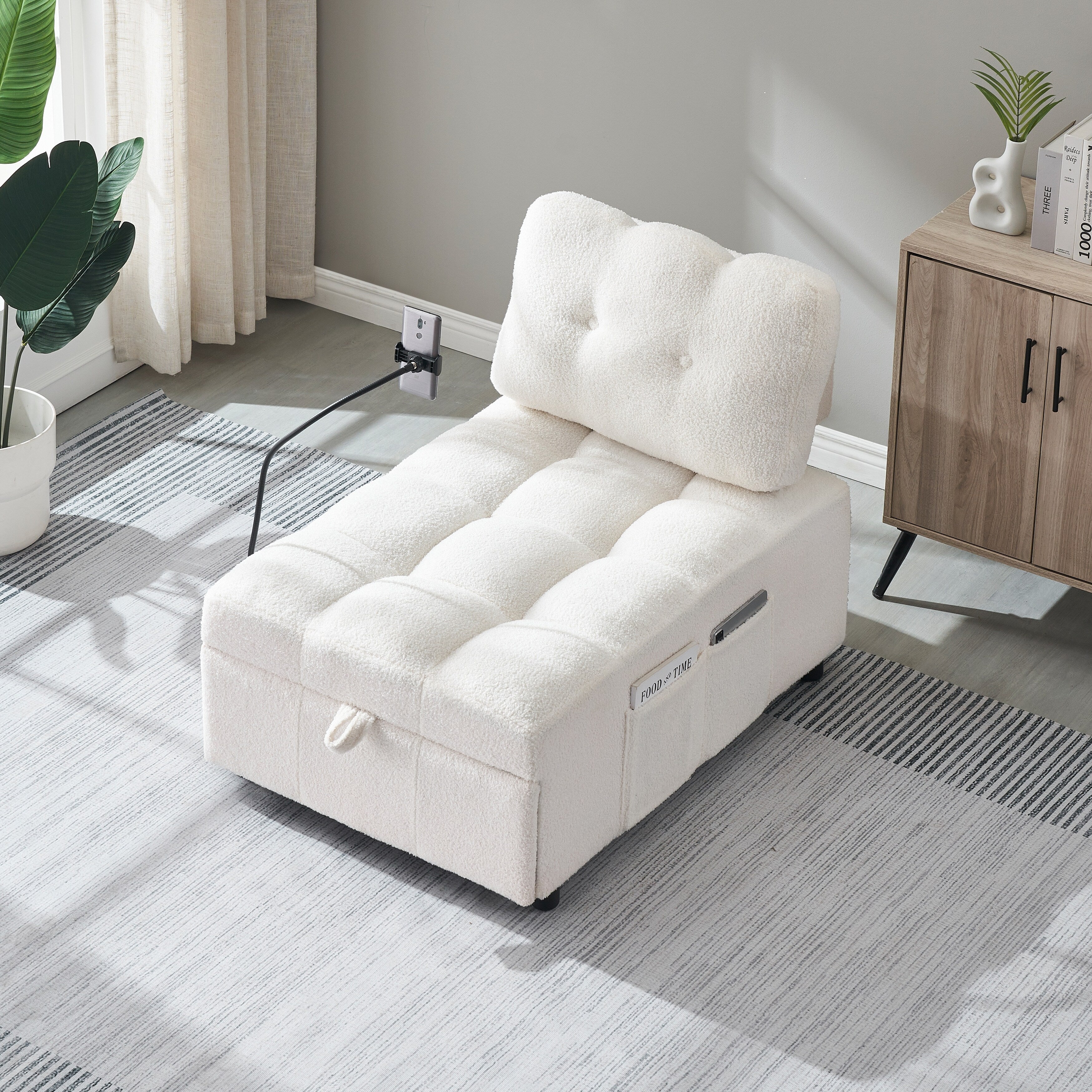 Canapé compact en tissu Teddy - Canapé convertible de 40,20 pouces pour petits espaces dans le salon ou le bureau