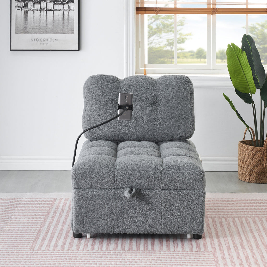 Canapé compact en tissu Teddy - Canapé convertible de 40,20 pouces pour petits espaces dans le salon ou le bureau