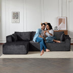 Canapé sectionnel à compression avec méridienne en forme de L, siège profond, convertible modulaire pour salon, chambre à coucher, velours côtelé