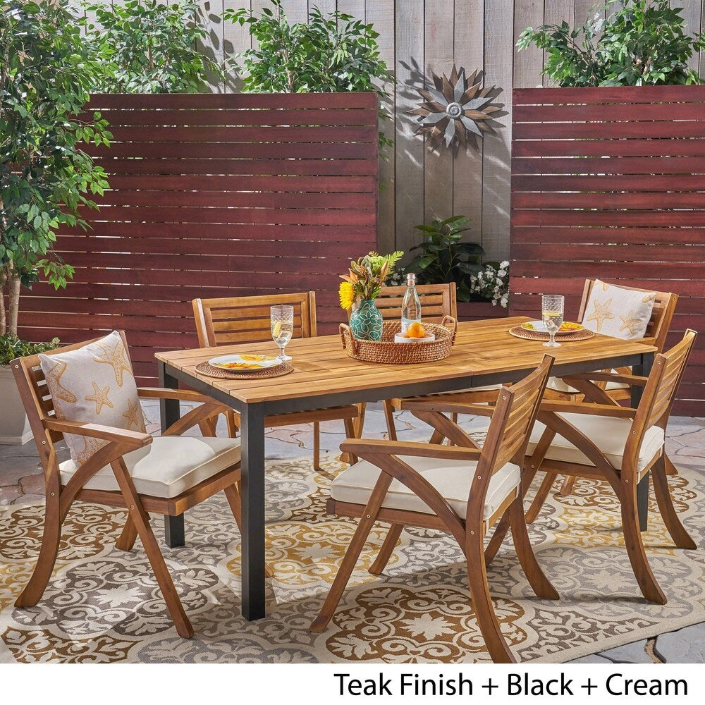 Ensemble de salle à manger d'extérieur Concord 7 pièces en bois d'acacia par Christopher Knight Home