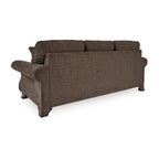 Canapé Conner, polyester marron, touches de bois apparentes, 2 coussins, 93 pouces