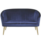 Canapé d'appoint de salon contemporain en velours bleu et pieds en laiton