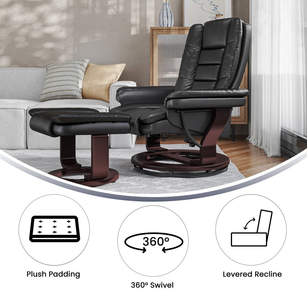 Fauteuil inclinable contemporain rembourré multi-positions avec pouf