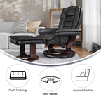 Fauteuil inclinable contemporain rembourré multi-positions avec pouf