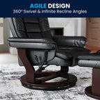 Fauteuil inclinable contemporain rembourré multi-positions avec pouf