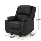 Fauteuil inclinable manuel contemporain avec porte-gobelets en acier, revêtement en similicuir moelleux, inclinaison réglable
