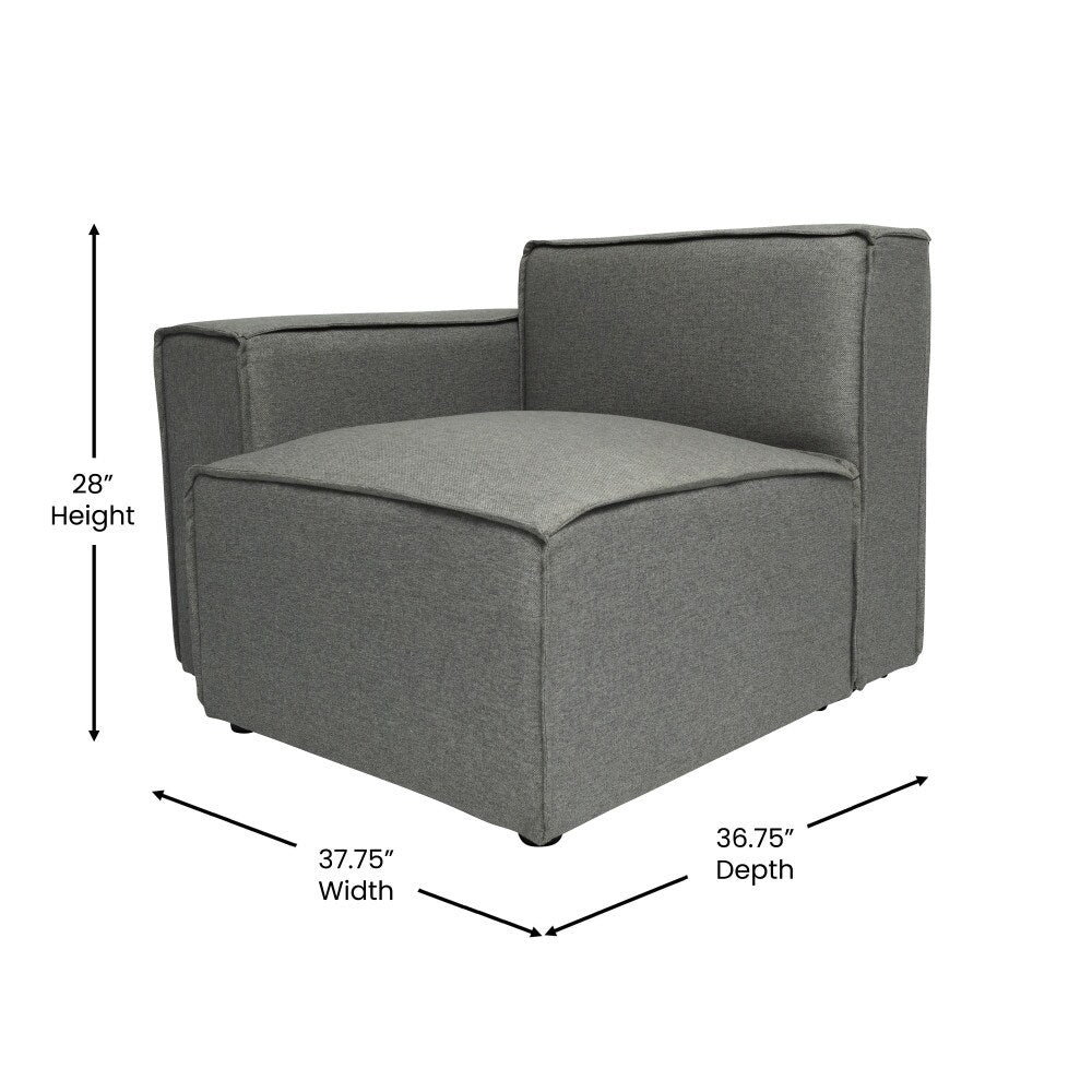 Canapé sectionnel modulaire contemporain, chaise côté gauche avec accoudoir