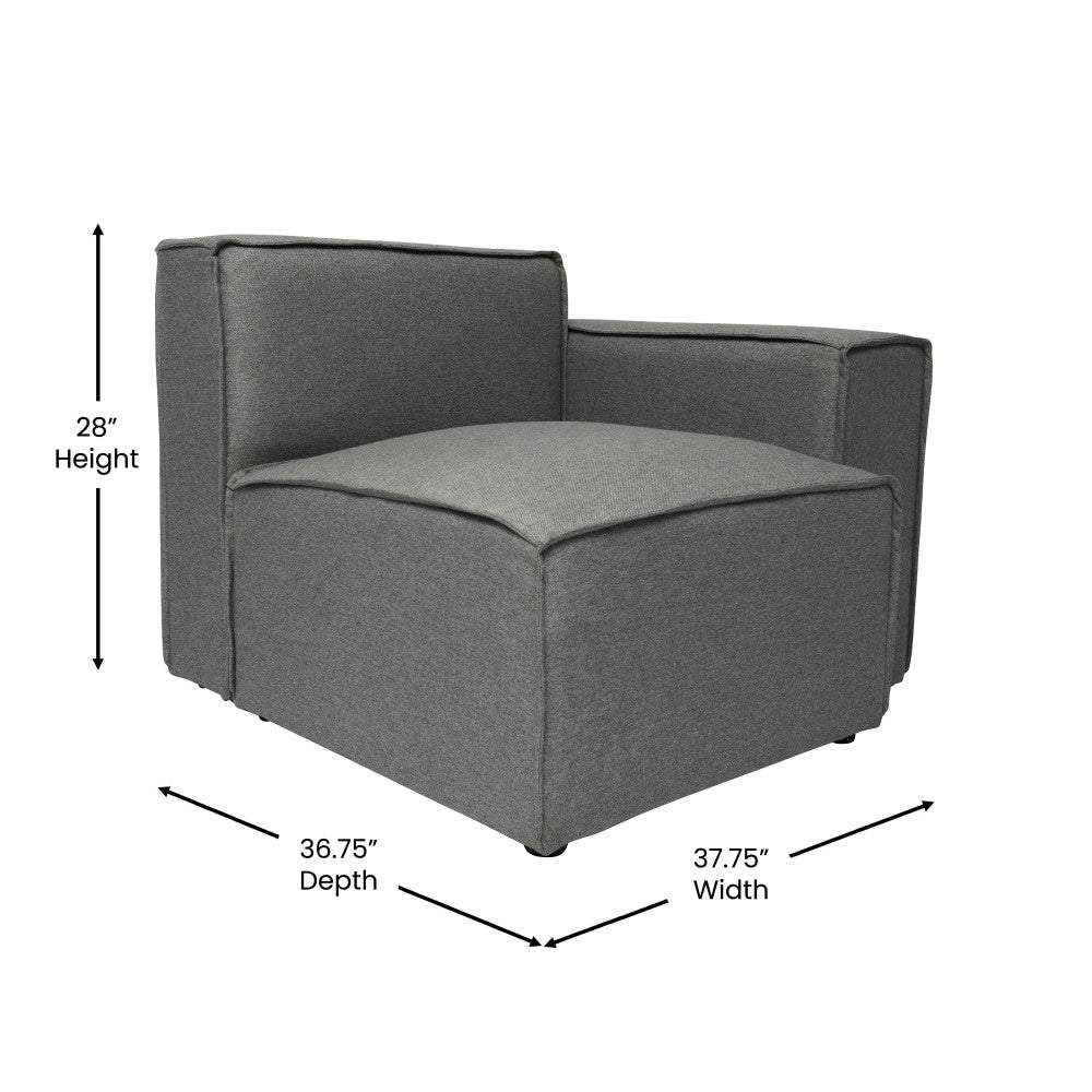 Canapé sectionnel modulaire contemporain, chaise côté droit avec accoudoir