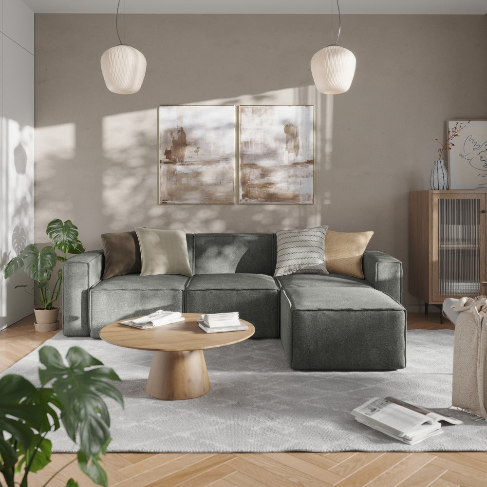 Canapé sectionnel modulaire contemporain, chaise côté droit avec accoudoir