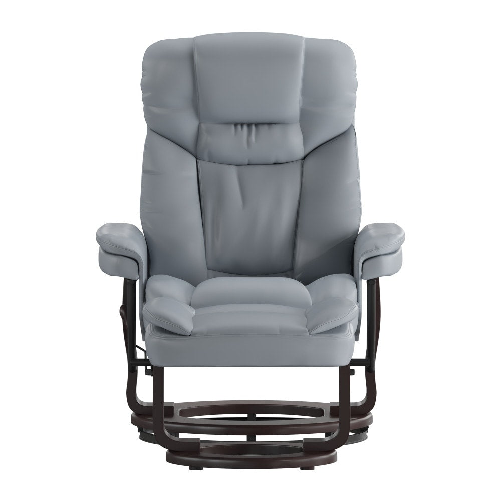 Fauteuil inclinable multi-positions contemporain et pouf incurvé avec base pivotante