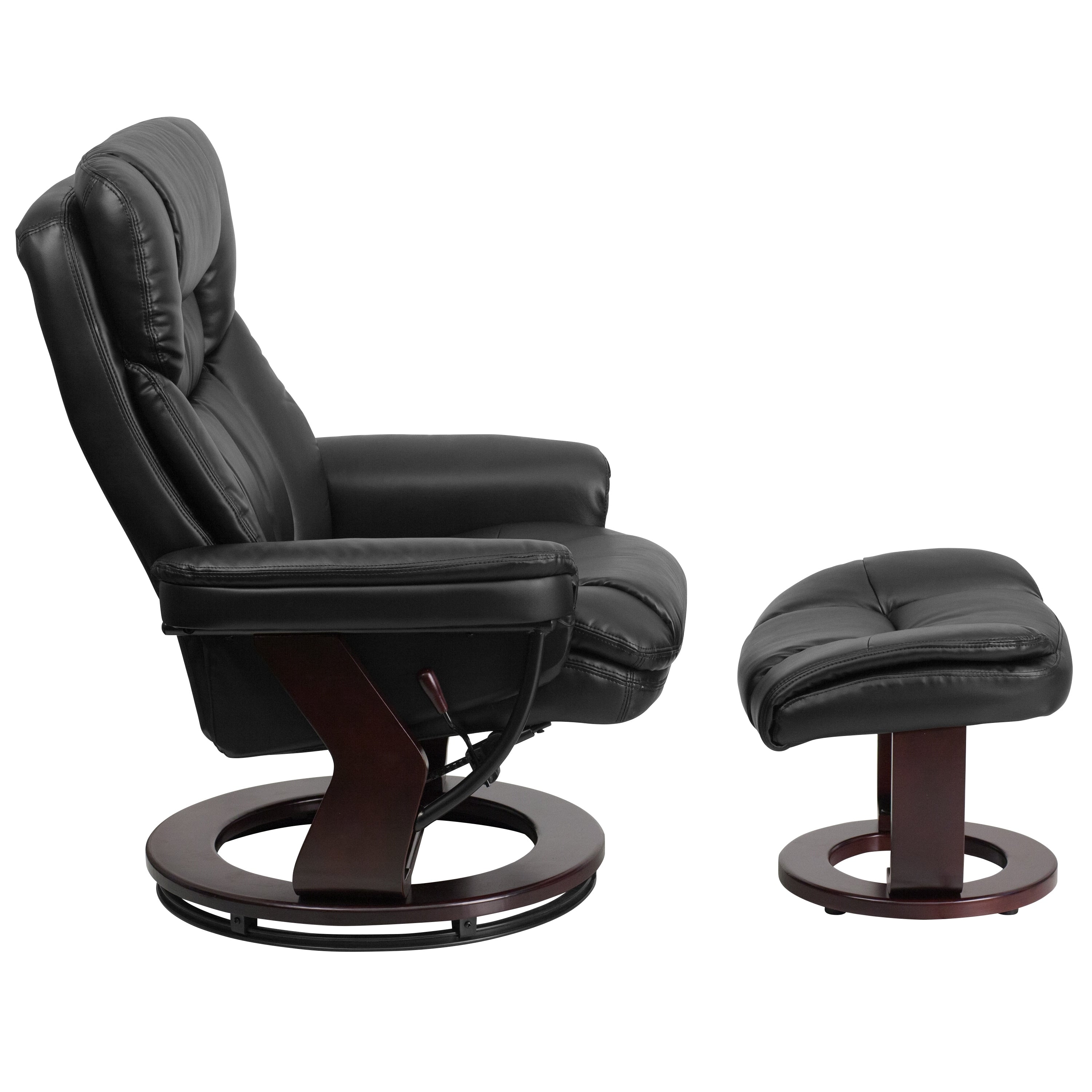 Fauteuil inclinable multi-positions contemporain et pouf incurvé avec base pivotante