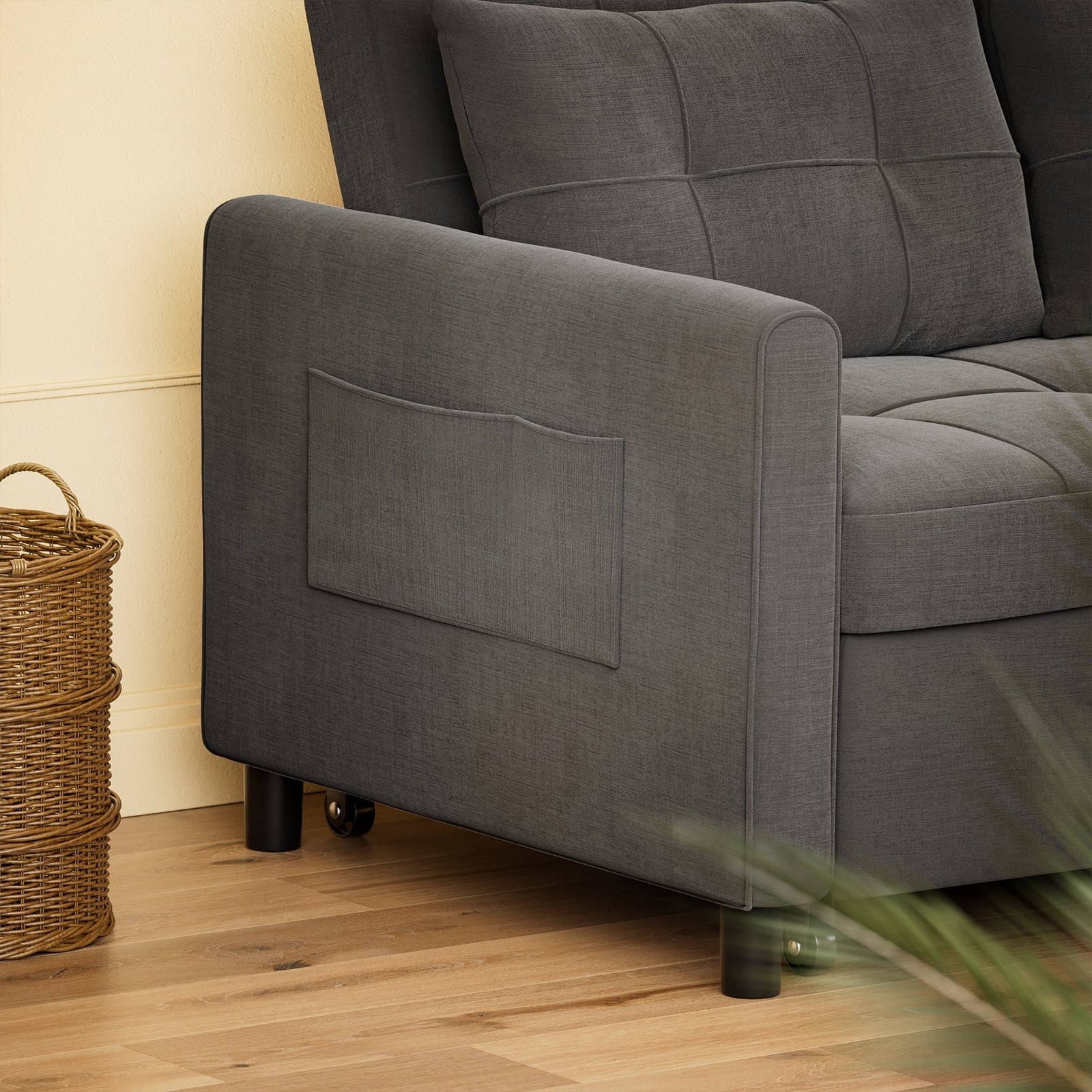 Canapé-lit convertible 3 en 1, chaise longue, causeuse avec lit escamotable, velours/tissu