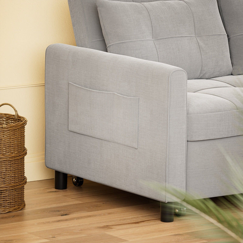 Canapé-lit convertible 3 en 1, chaise longue, causeuse avec lit escamotable, velours/tissu