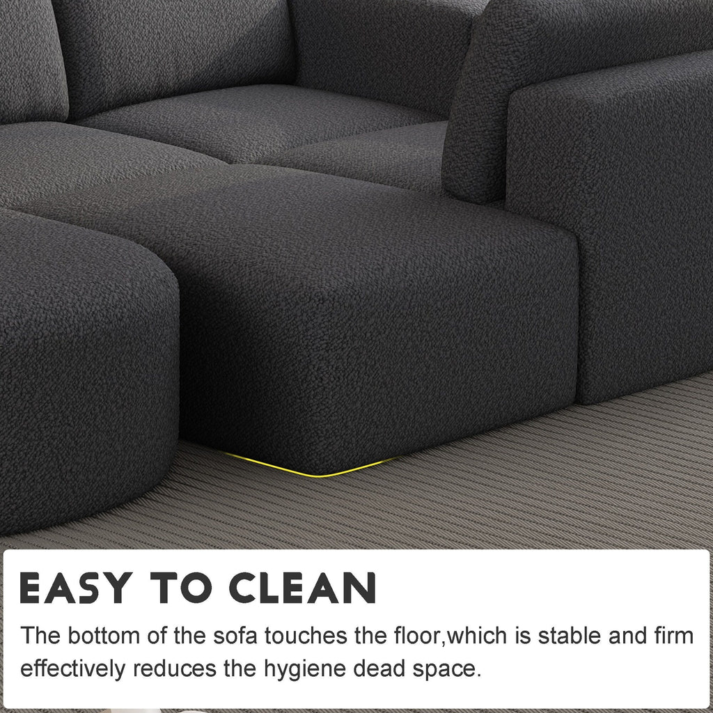 Canapé convertible modulable en U 104,32 x 70,86 cm avec méridienne, pouf et éponge compressée pour le salon