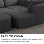 Canapé convertible modulable en U 104,32 x 70,86 cm avec méridienne, pouf et éponge compressée pour le salon