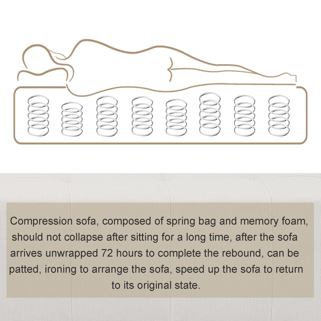 Canapé convertible modulable en U 104,32 x 70,86 cm avec méridienne, pouf et éponge compressée pour le salon