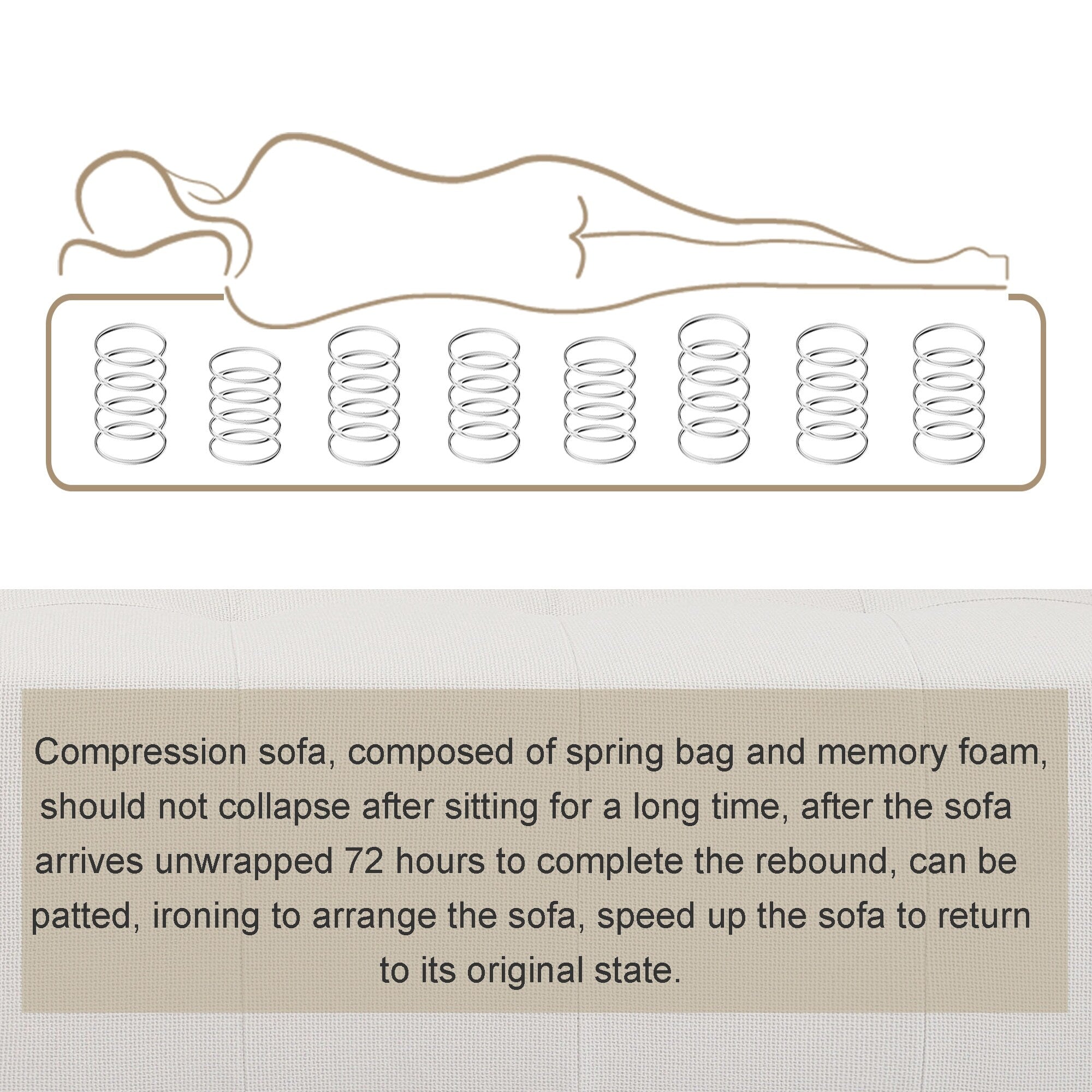 Canapé convertible modulable en U 104,32 x 70,86 cm avec méridienne, pouf et éponge compressée pour le salon
