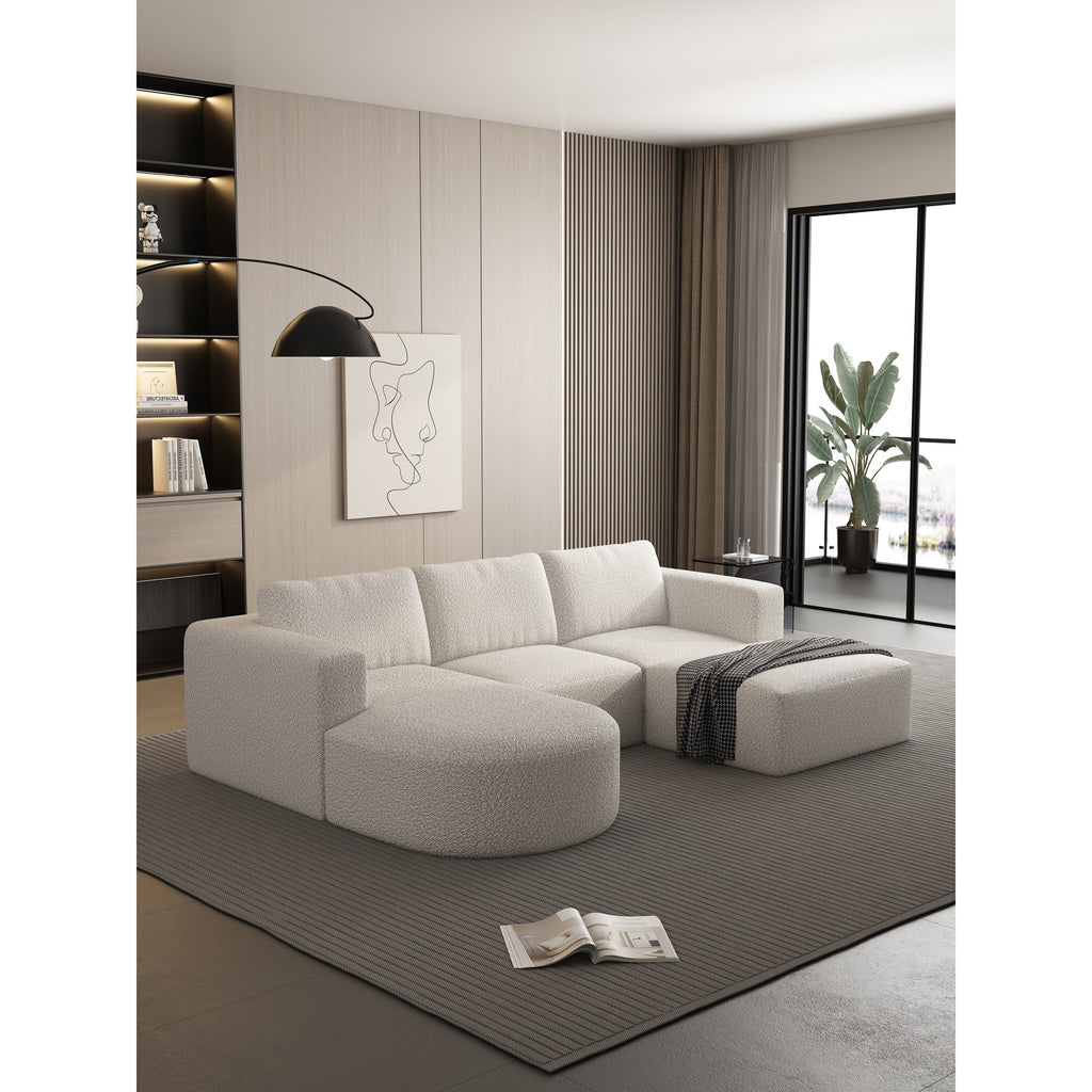 Canapé convertible modulable en U 104,32 x 70,86 cm avec méridienne, pouf et éponge compressée pour le salon