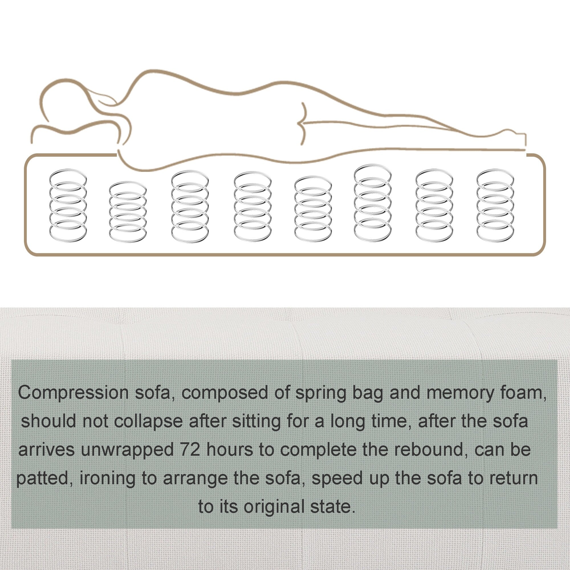 Canapé convertible modulable en U 104,32 x 70,86 cm avec méridienne, pouf et éponge compressée pour le salon