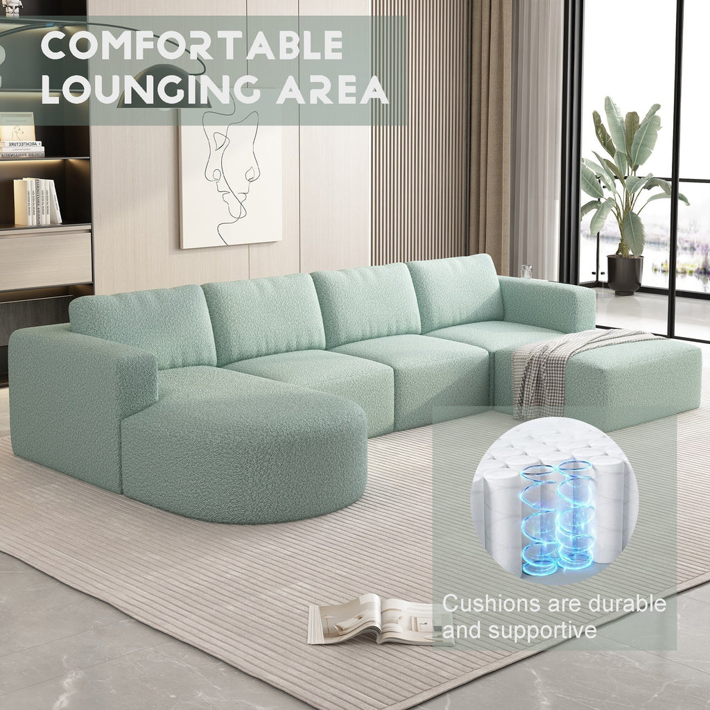 Canapé convertible modulable en U 104,32 x 70,86 cm avec méridienne, pouf et éponge compressée pour le salon