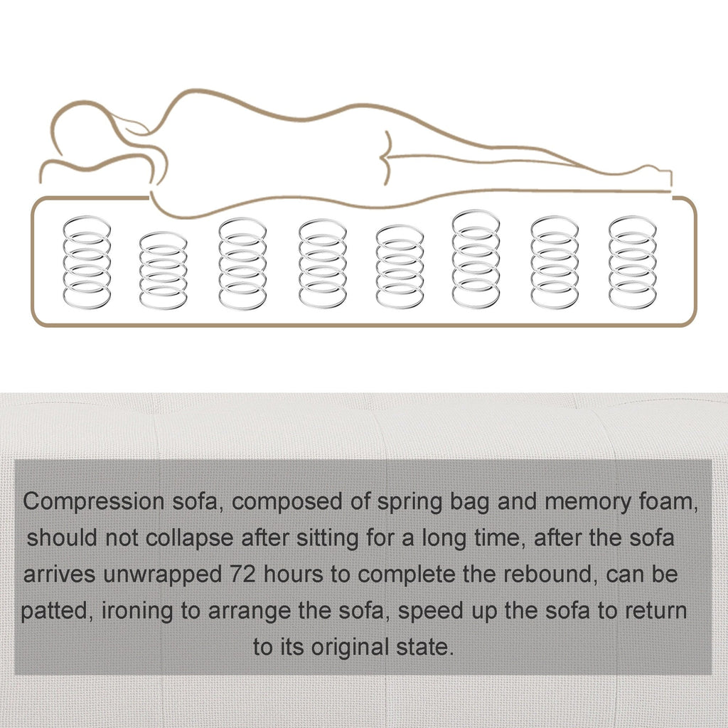 Canapé convertible modulable en U 104,32 x 70,86 cm avec méridienne, pouf et éponge compressée pour le salon
