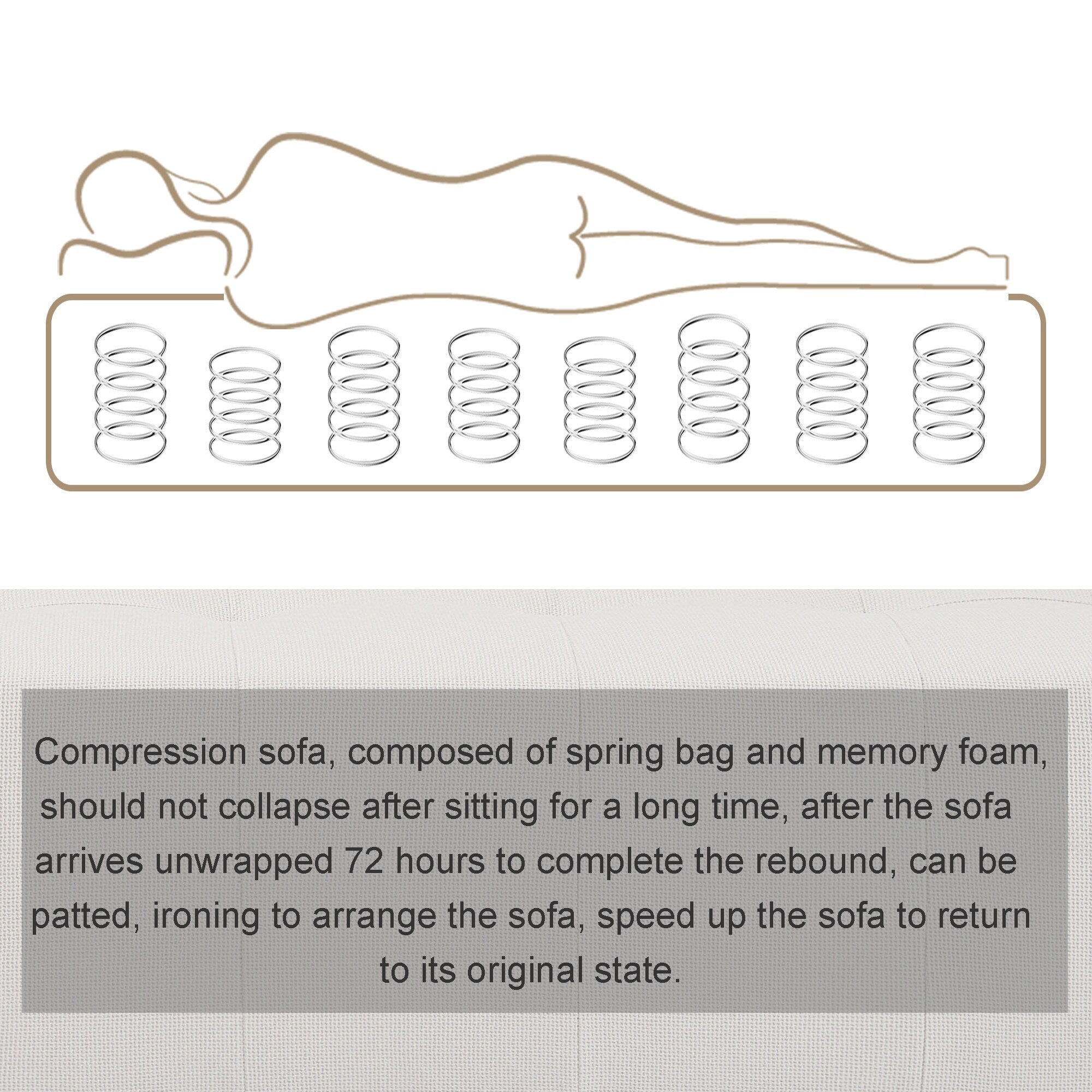 Canapé convertible modulable en U 104,32 x 70,86 cm avec méridienne, pouf et éponge compressée pour le salon