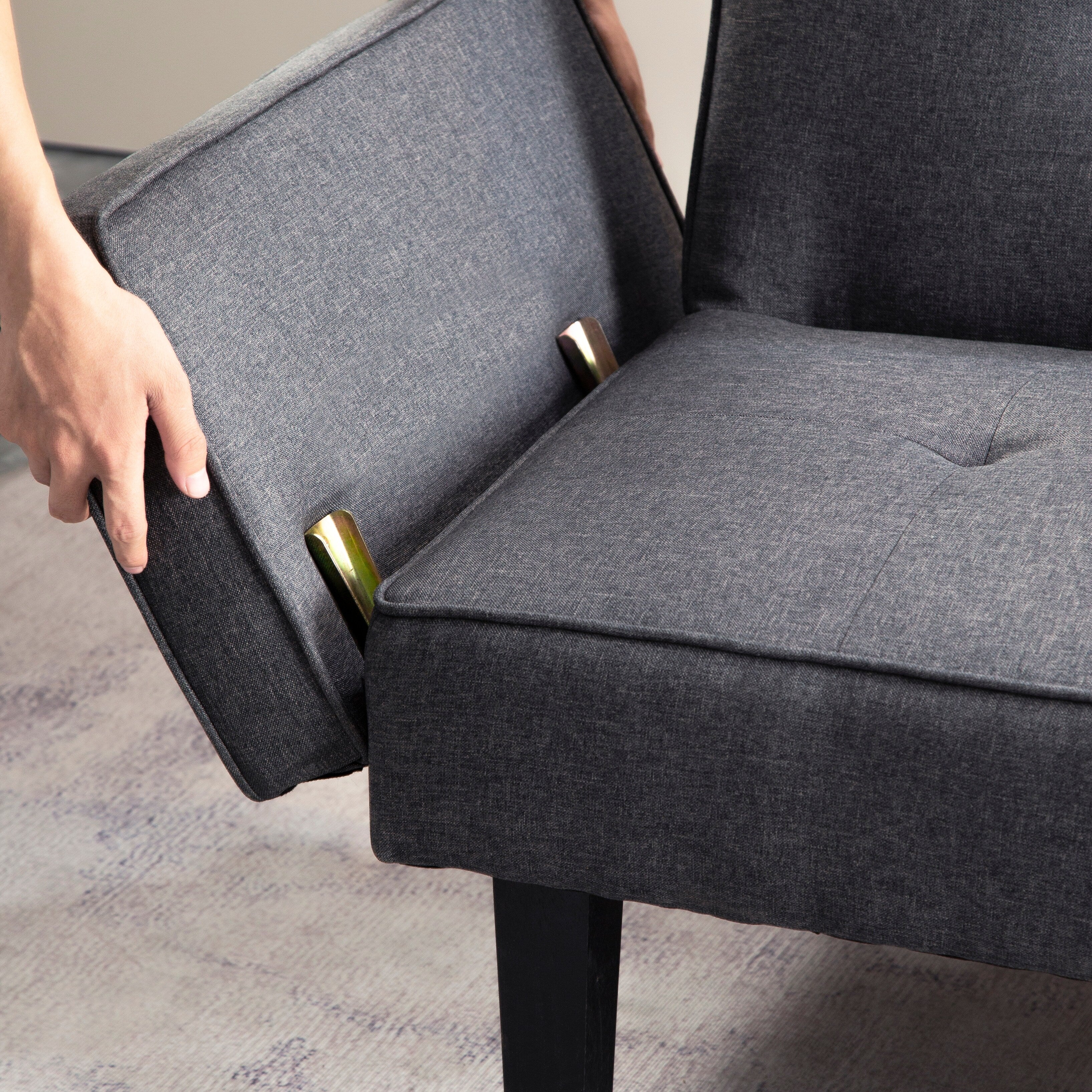 Canapé-lit futon convertible 3 places avec pieds en bois