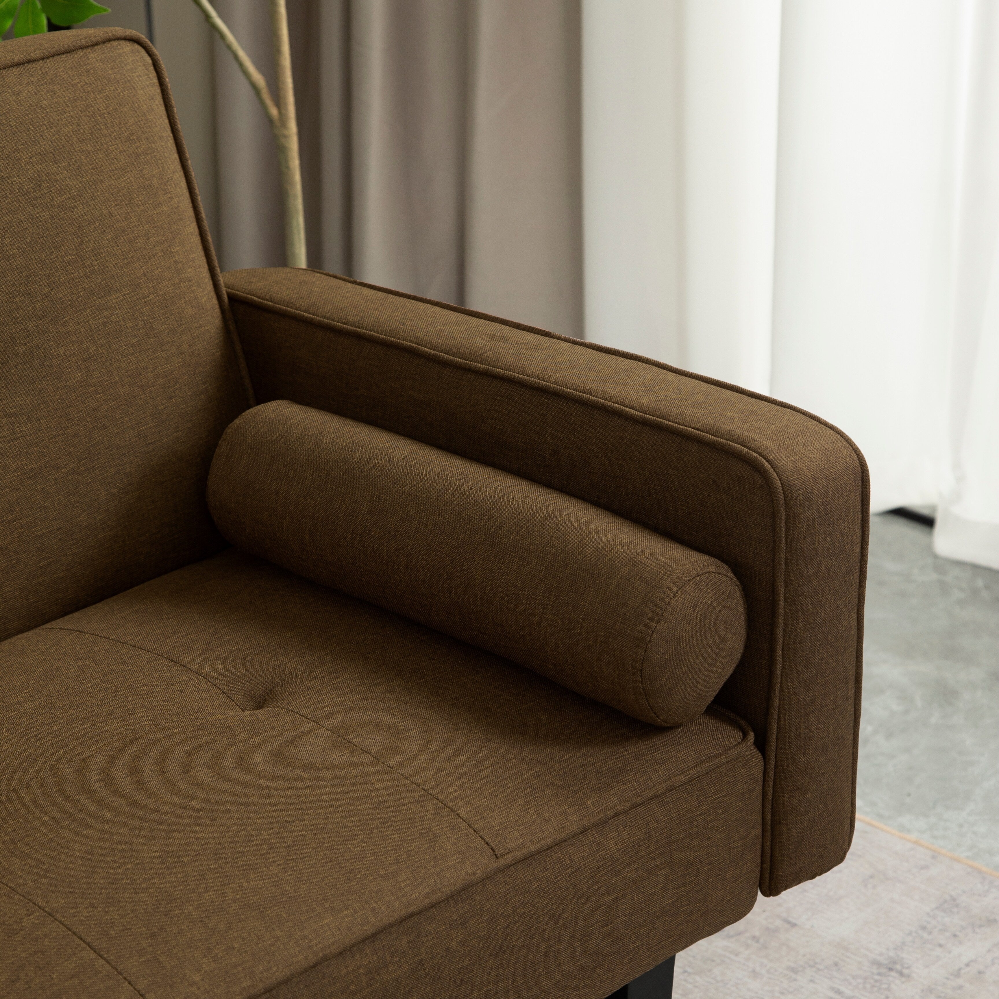 Canapé-lit futon convertible 3 places avec pieds en bois