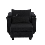 Canapé-lit convertible en velours côtelé avec port USB et deux porte-gobelets