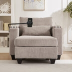 Canapé-lit convertible en velours côtelé avec port USB et deux porte-gobelets