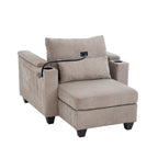 Canapé-lit convertible en velours côtelé avec port USB et deux porte-gobelets