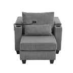 Canapé-lit convertible en velours côtelé avec port USB et deux porte-gobelets