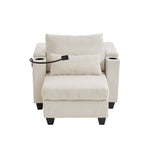 Canapé-lit convertible en velours côtelé avec port USB et deux porte-gobelets