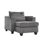 Canapé-lit convertible en velours côtelé avec port USB et deux porte-gobelets