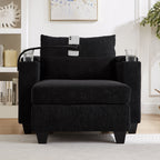 Canapé-lit convertible en velours côtelé avec port USB et deux porte-gobelets