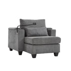 Canapé-lit convertible en velours côtelé avec port USB et deux porte-gobelets