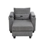 Canapé-lit convertible en velours côtelé avec port USB et deux porte-gobelets