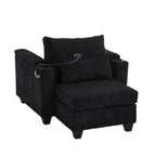 Canapé-lit convertible en velours côtelé avec port USB et deux porte-gobelets