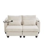 Canapé-lit convertible en velours côtelé avec port USB et deux porte-gobelets