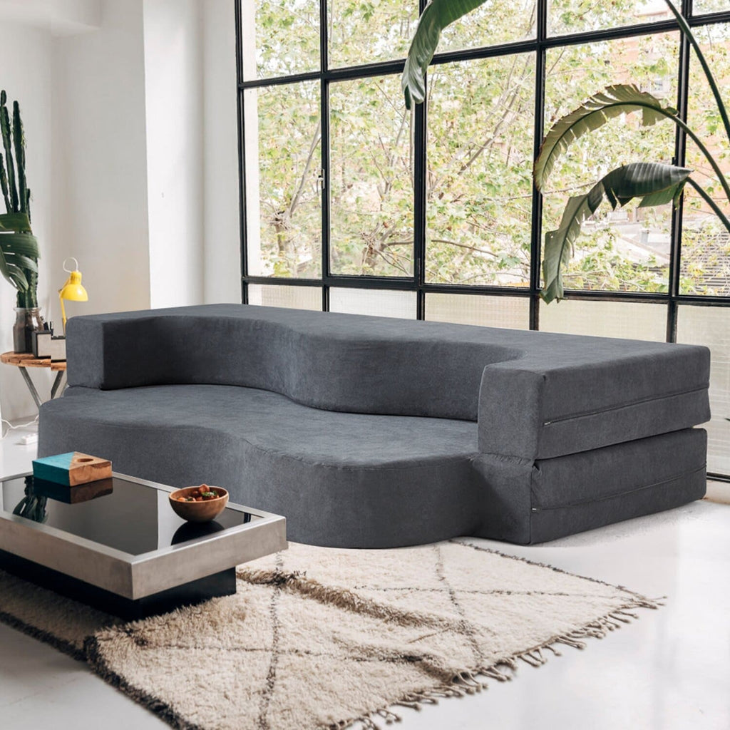 Canapé-lit convertible pliable avec mousse haute densité pour salon, chambre d'amis et chambre à coucher