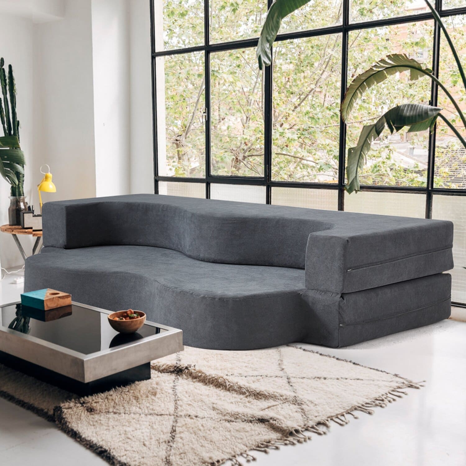 Canapé-lit convertible pliable avec mousse haute densité pour salon, chambre d'amis et chambre à coucher