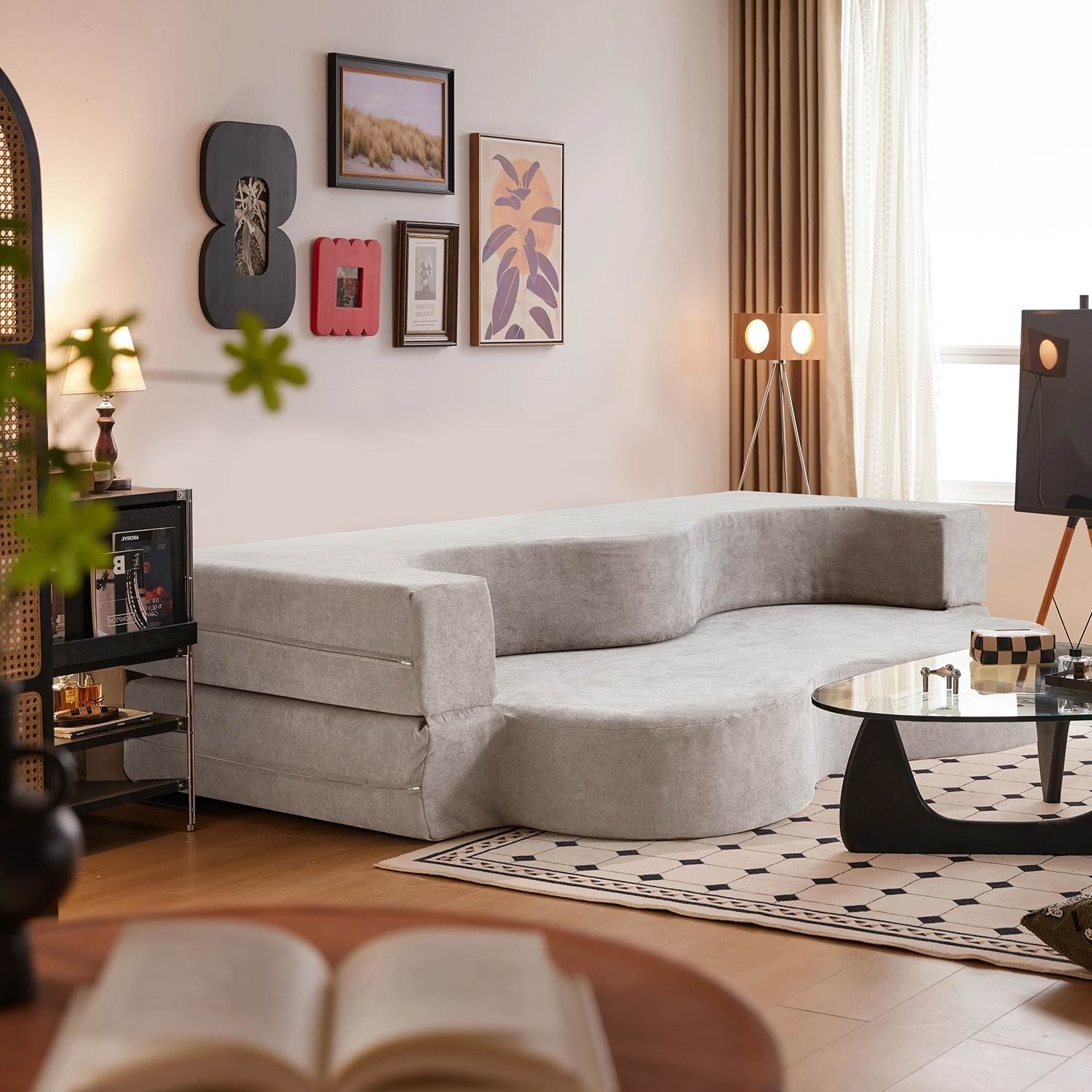 Canapé-lit convertible pliable avec mousse haute densité pour salon, chambre d'amis et chambre à coucher