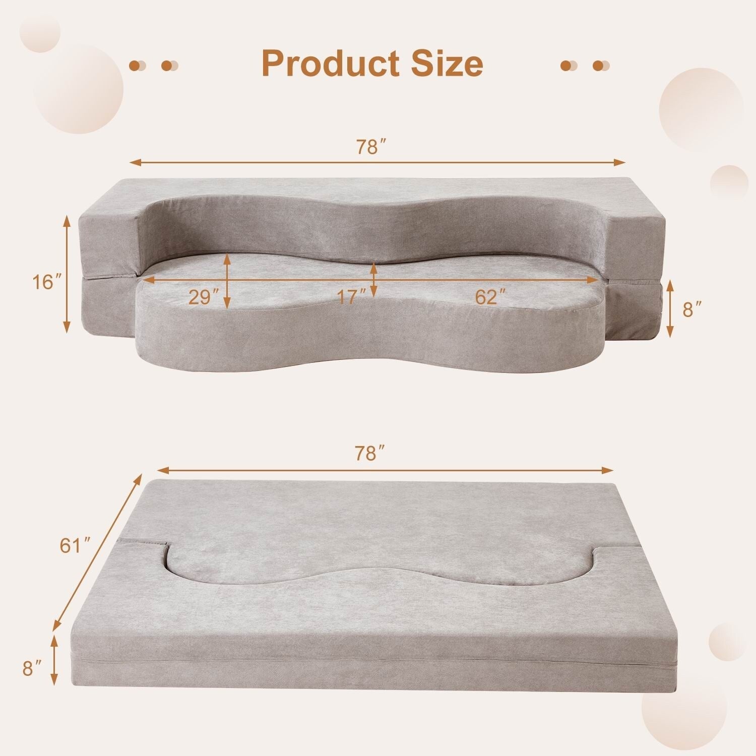 Canapé-lit convertible pliable avec mousse haute densité pour salon, chambre d'amis et chambre à coucher