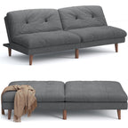 Canapé-lit futon convertible avec dossier réglable - Canapé-lit rembourré pour salon, tissu gris
