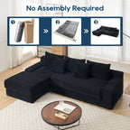 Canapé convertible sectionnel en velours côtelé en forme de L, canapé modulaire 3 places avec cadre en acier pour chambres et cinéma maison