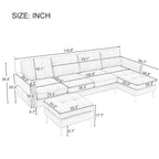 Canapé sectionnel convertible en velours en forme de L avec pouf amovible et pieds en métal doré pour le salon